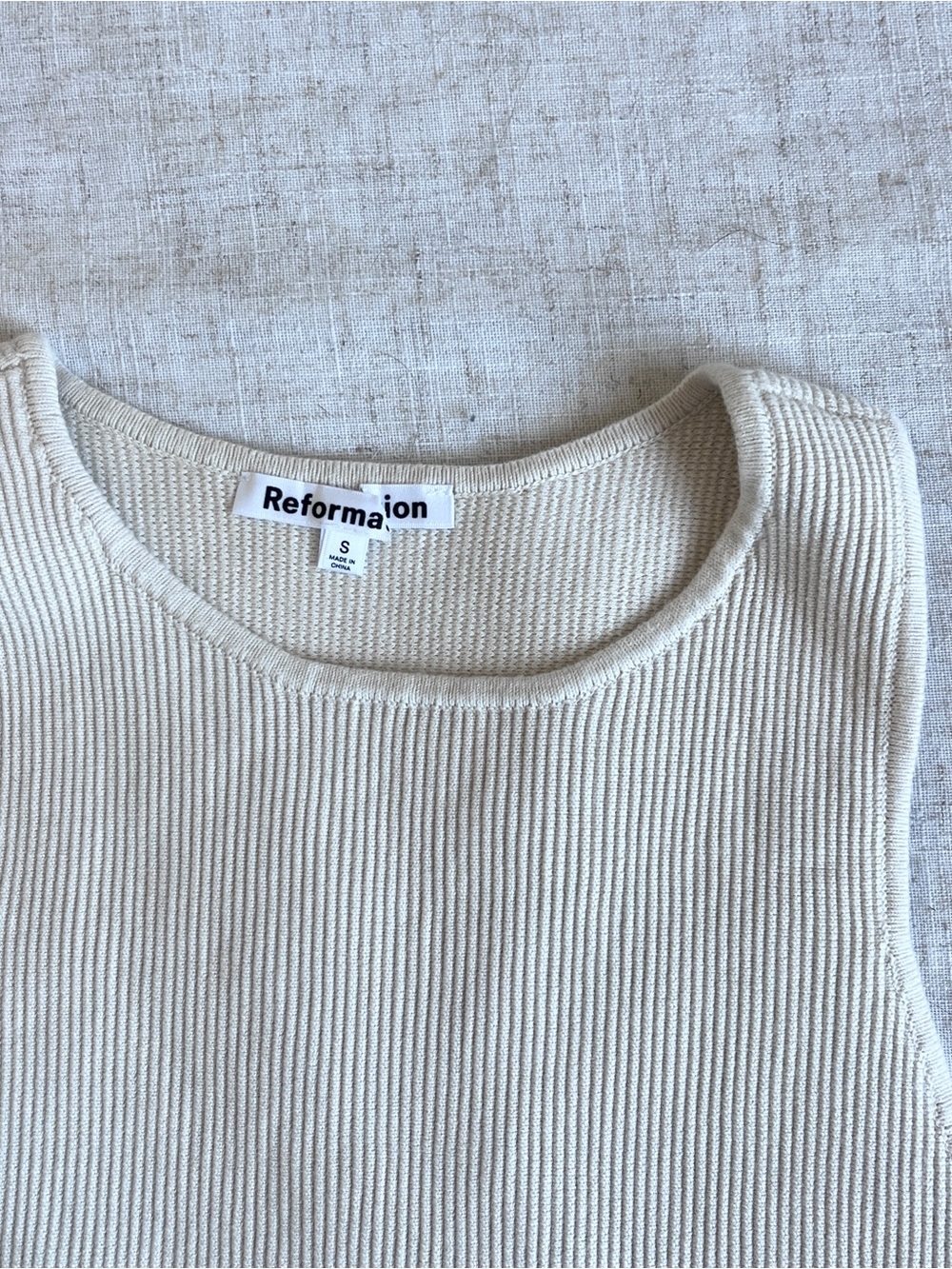 Reformation Off-White Ribbed Tank Top - Picture 2 of 6